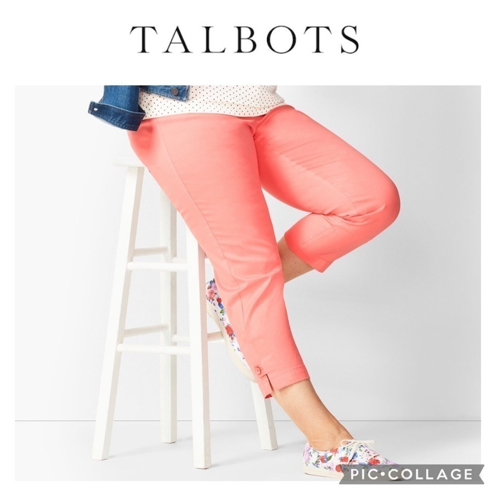 Talbots perfect slim legs pink crop pants size 8